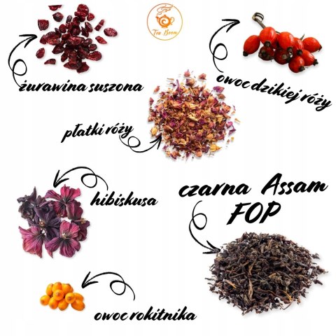 Herbata Czarna Liściasta "Fruit & Flower" 50g z z nutą żurawiny i róży
