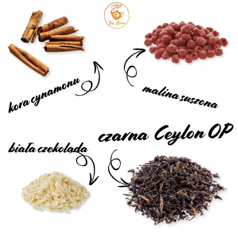Herbata Czarna Liściasta "Malina w Czekoladzie" 100g z nutą cynamonu