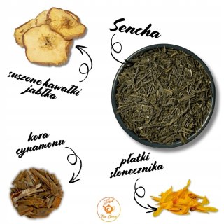 Herbata Zielona Liściasta Sencha "Dolce Sapore" 100g z jabłkiem, cynamonem