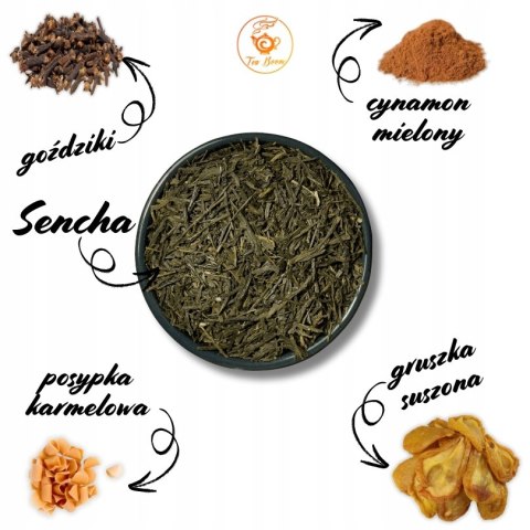Herbata Zielona Liściasta Sencha "Gruszkowy Karmel" 100g z gruszką,karmelem