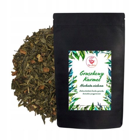 Herbata Zielona Liściasta Sencha "Gruszkowy Karmel" 100g z gruszką,karmelem