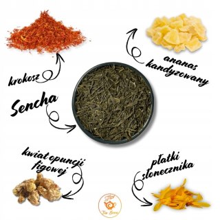 Herbata Zielona Liściasta Sencha "Kwiat Pustyni" 100g z ananasem