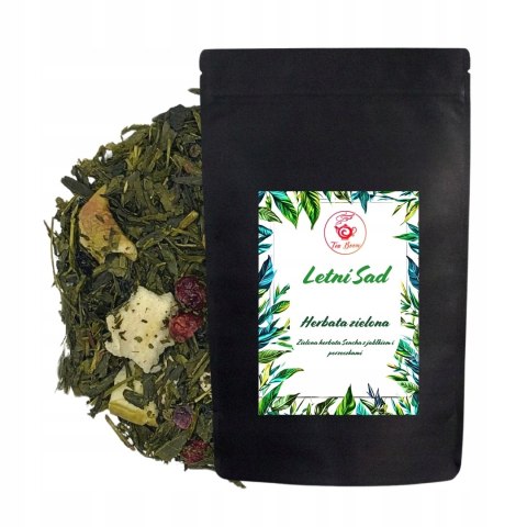 Herbata Zielona Liściasta Sencha "Letni Sad" 100g z jabłkiem i porzeczkami