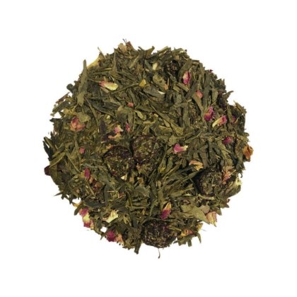 Herbata Zielona Liściasta Sencha "Sakura" 100g z wiśnią, płatkami róży