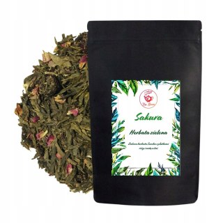 Herbata Zielona Liściasta Sencha "Sakura" 100g z wiśnią, płatkami róży