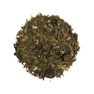 Herbata Zielona Liściasta Sencha "Sakura" 50g z wiśnią, płatkami róży