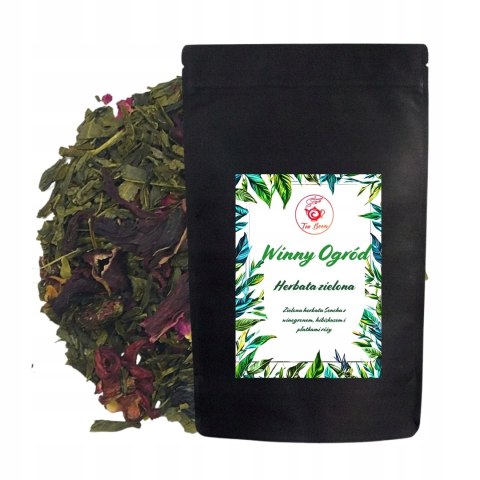 Herbata Zielona Liściasta Sencha "Winny Ogród" 50g z winogronem, hibiskusem