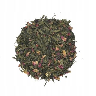 Herbata Zielona Liściasta Sencha"Róża z Iskrą" 100g z różą,czerwony pieprz